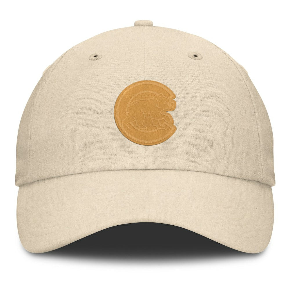 Chicago Cubs Front Office Leather Patch Adjustable Hat - Cream