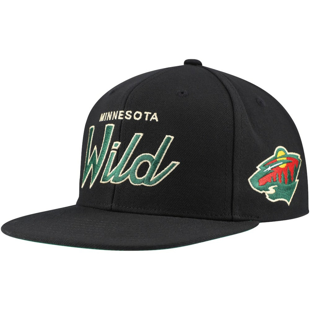 Minnesota Wild Mitchell & Ness Core Team Script 2.0 Snapback Hat