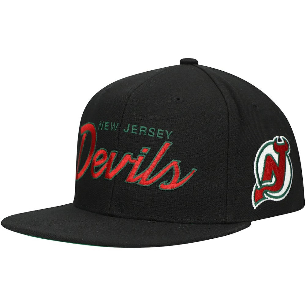 New Jersey Devils Mitchell & Ness Core Team Script 2.0 Snapback Hat