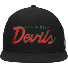 New Jersey Devils Mitchell & Ness Core Team Script 2.0 Snapback Hat