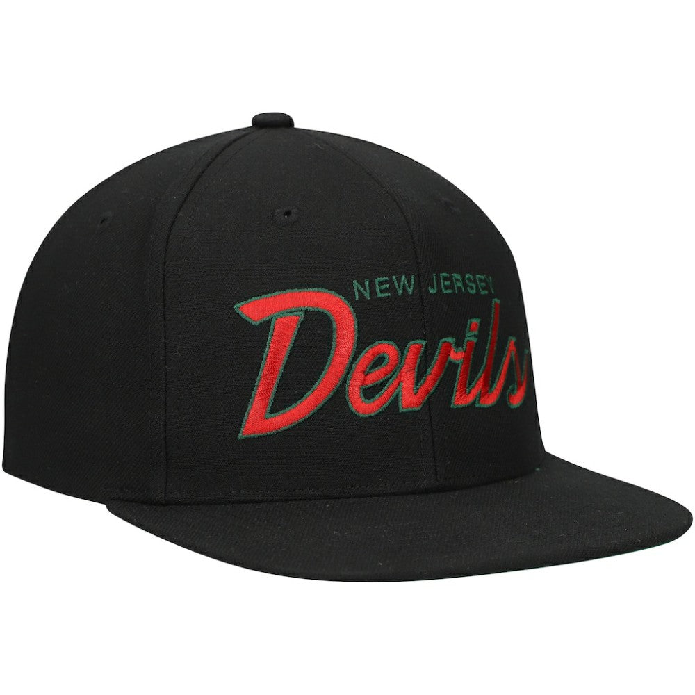 New Jersey Devils Mitchell & Ness Core Team Script 2.0 Snapback Hat