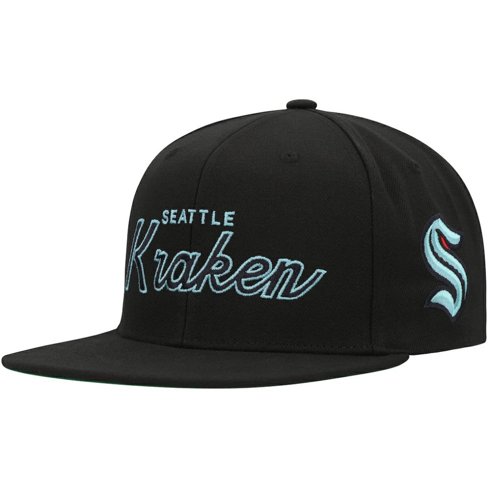 Seattle Kraken Mitchell & Ness Core Team Script 2.0 Snapback Hat
