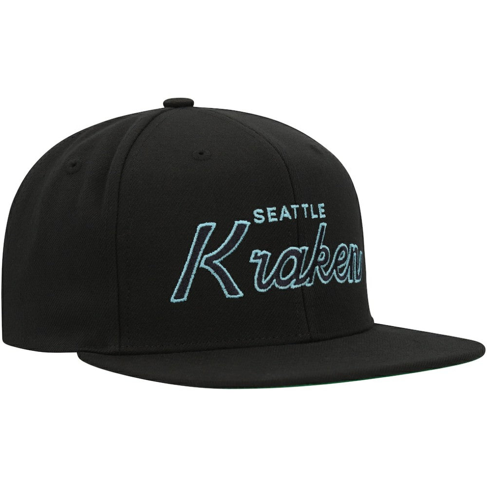 Seattle Kraken Mitchell & Ness Core Team Script 2.0 Snapback Hat