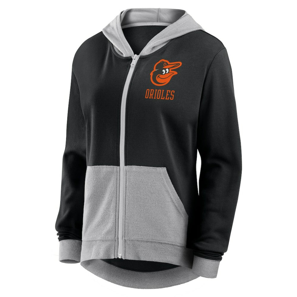 Baltimore Orioles Women's Hit It French Terry Full-Zip Hoodie - Black