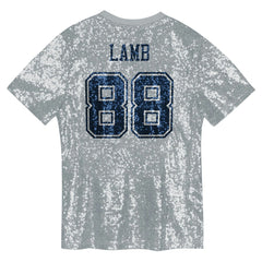 NFL Dallas Cowboys CeeDee Lamb  Girls Youth Sequin V-Neck Fashion Jersey