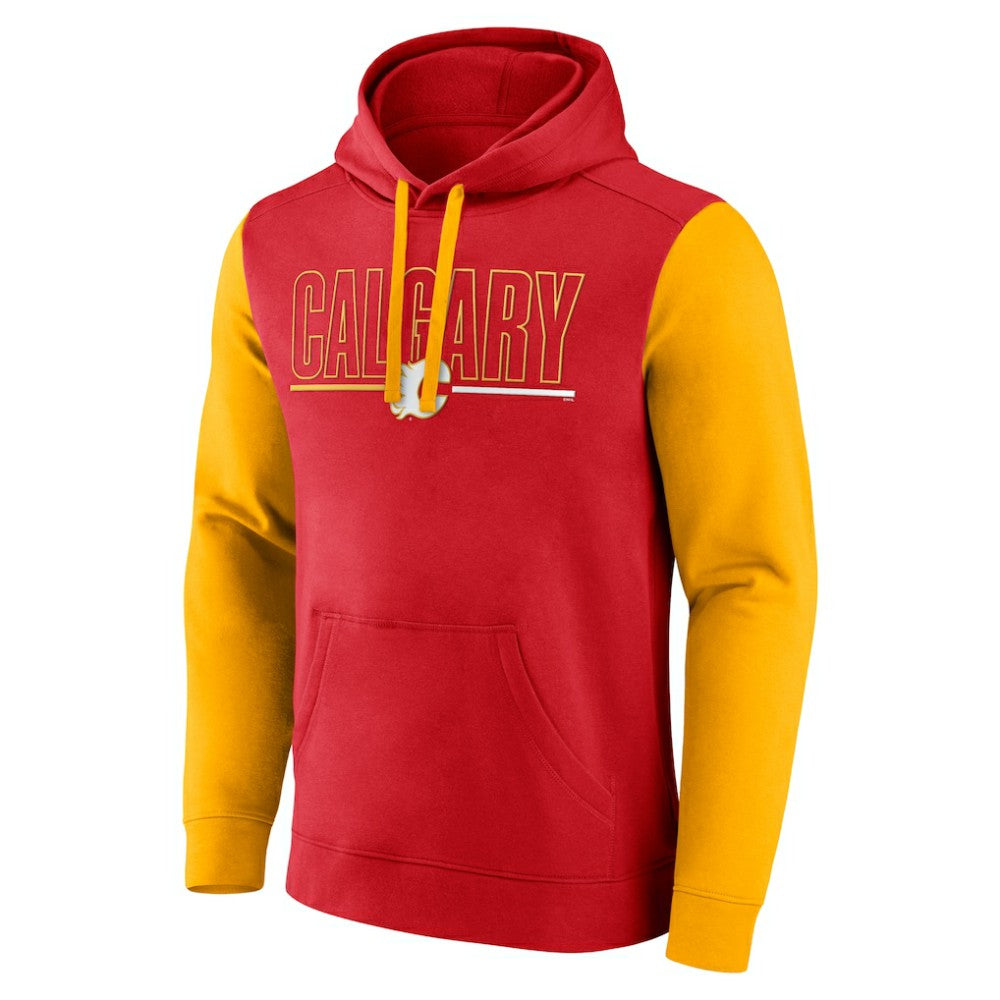 Calgary Flames Logo Athletic Deliver Fleece Pullover Hoodie