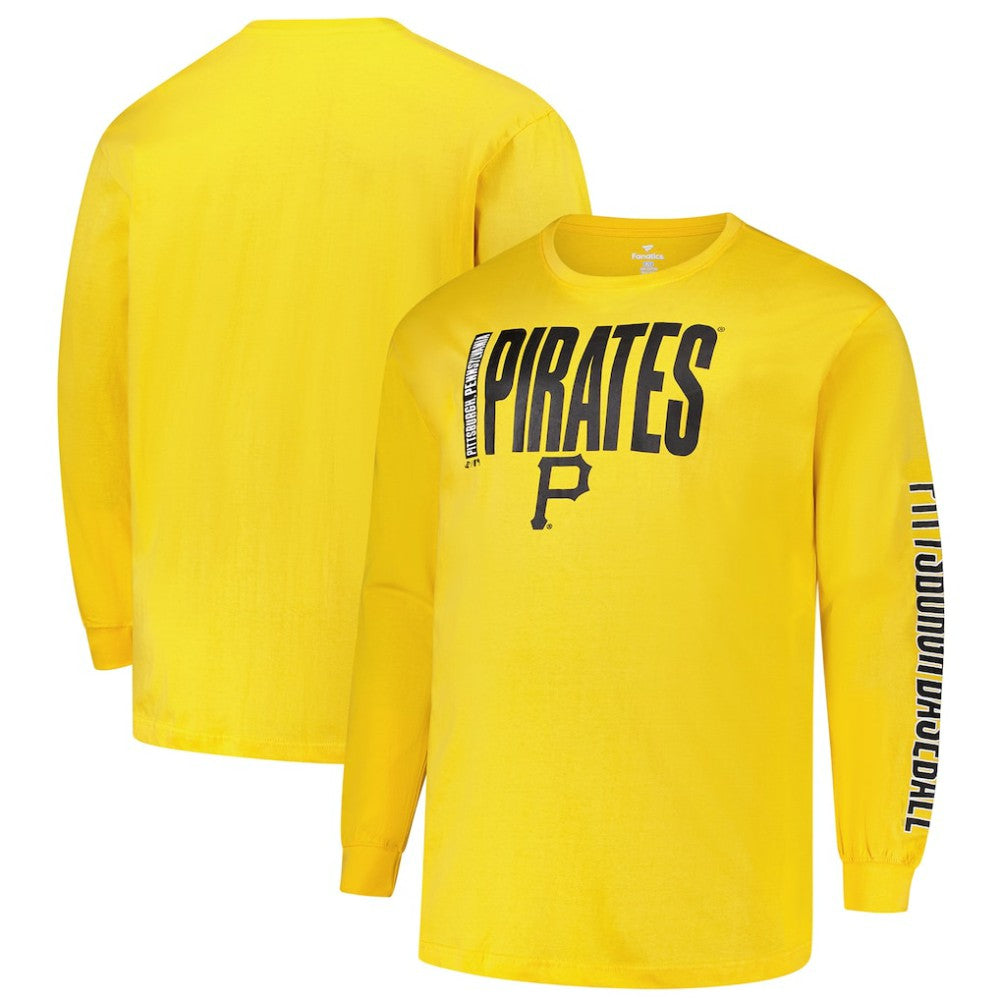 Pittsburgh Pirates Profile Big & Tall Two-Hit Long Sleeve T-Shirt - Gold