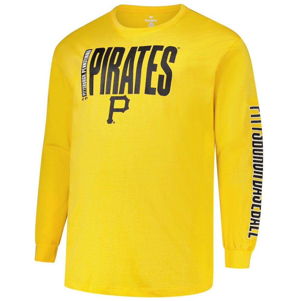 Pittsburgh Pirates Profile Big & Tall Two-Hit Long Sleeve T-Shirt - Gold
