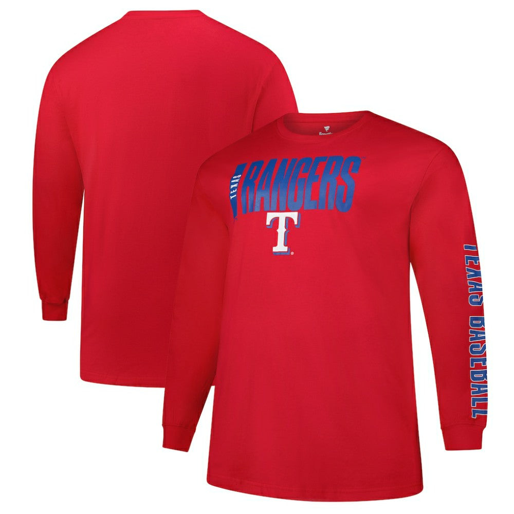 Texas Rangers Profile Big & Tall Two-Hit Long Sleeve T-Shirt - Red