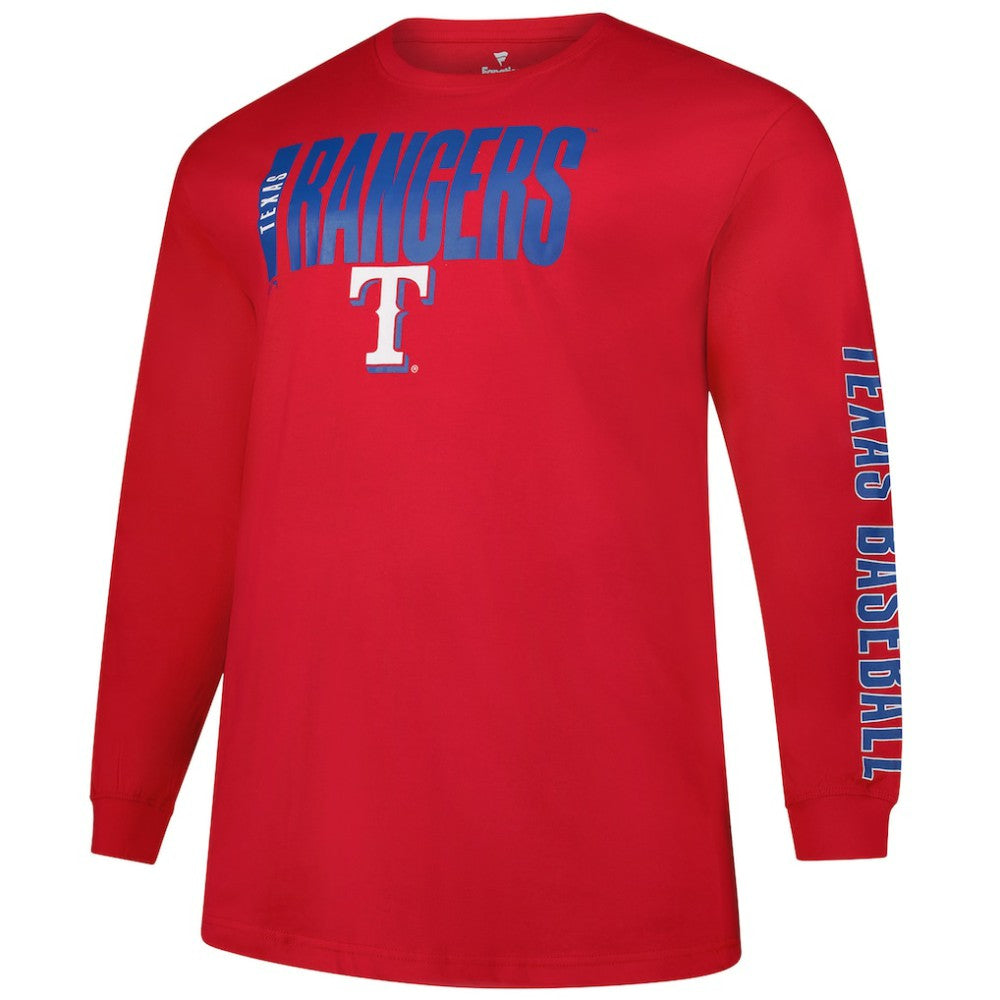 Texas Rangers Profile Big & Tall Two-Hit Long Sleeve T-Shirt - Red