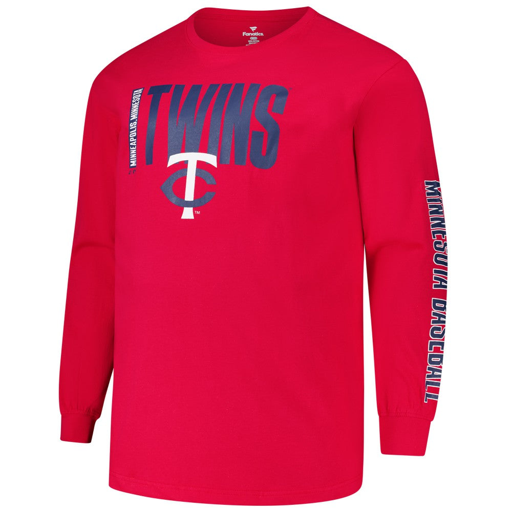 Minnesota Twins Profile Big & Tall Two-Hit Long Sleeve T-Shirt - Red
