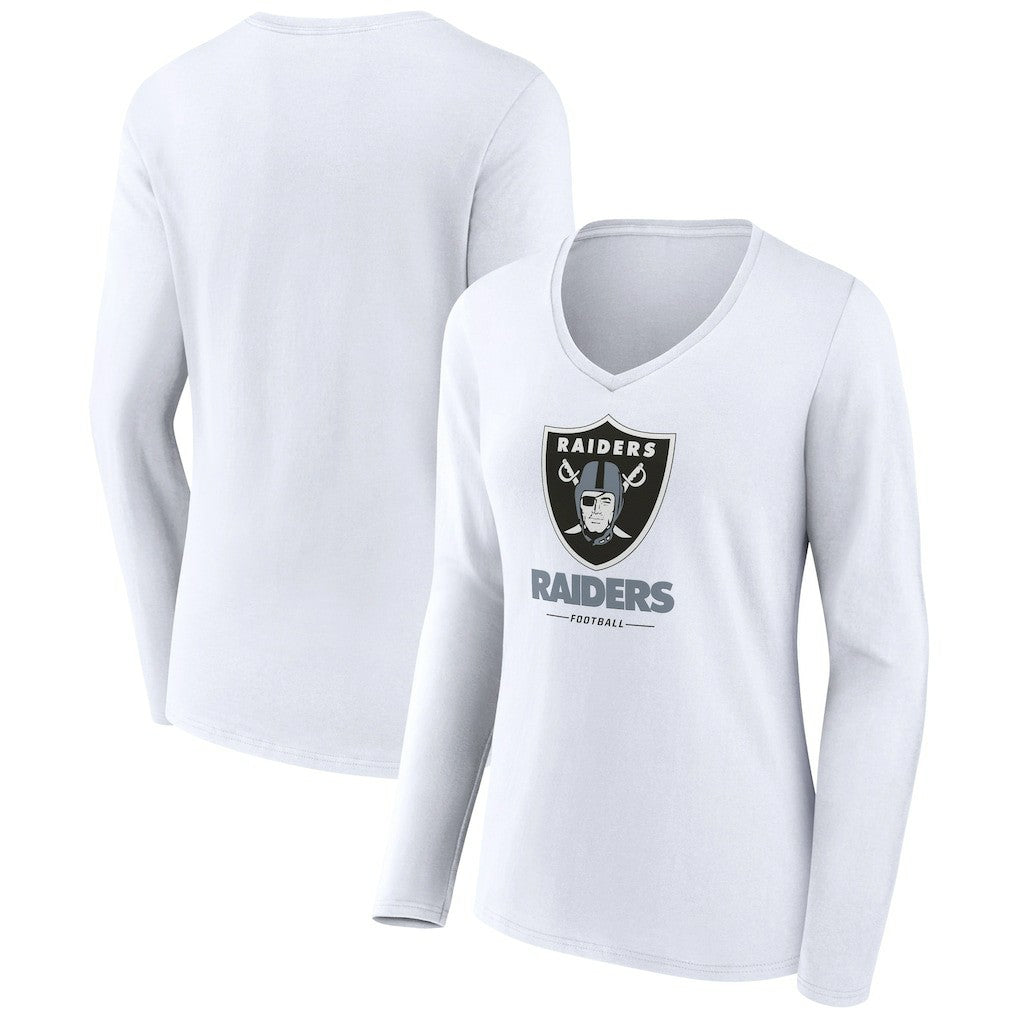 NFL Las Vegas Raiders Women's Team Lockup Long Sleeve V-Neck T-Shirt