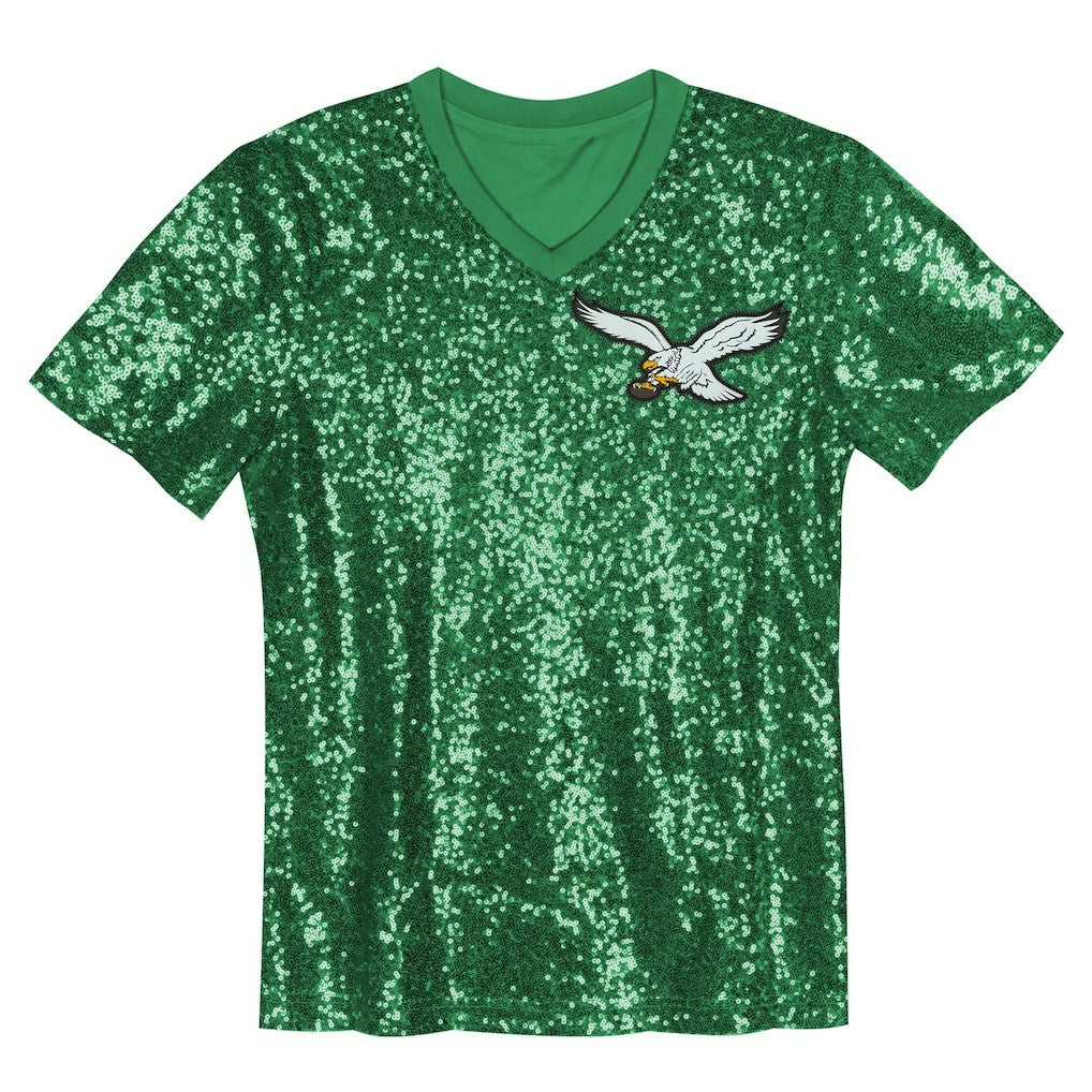 NFL Philadelphia Eagles Jalen Hurts  Girls Youth Sequin V-Neck Fashion Jersey