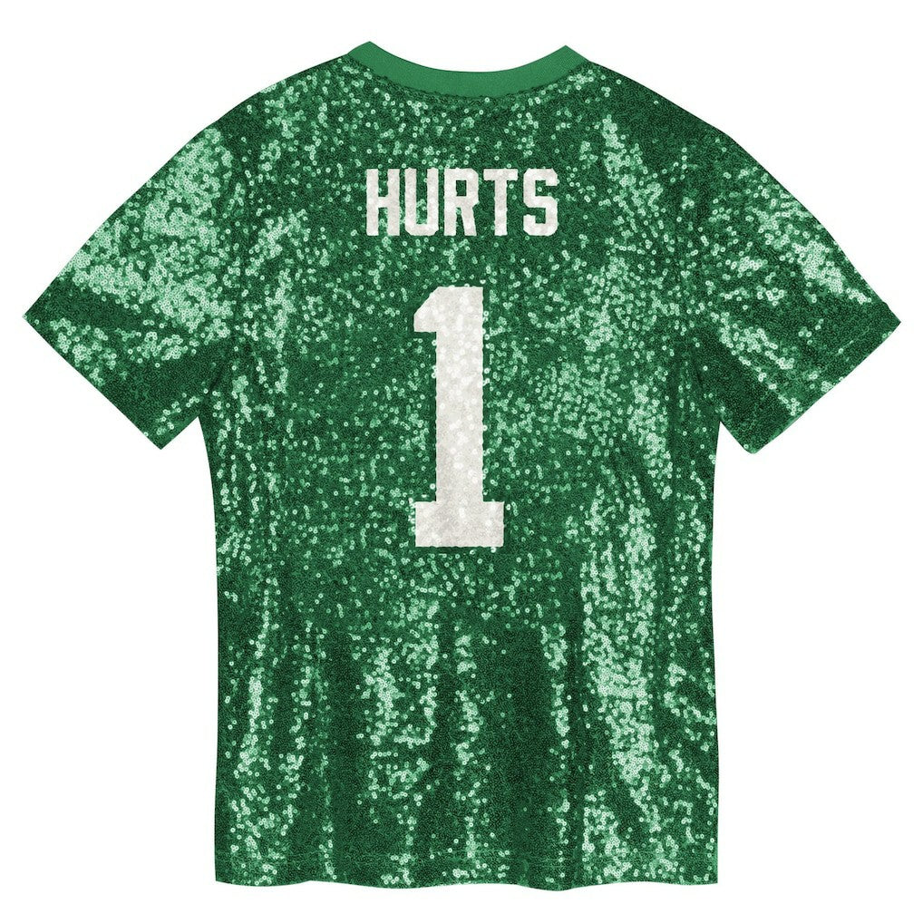 NFL Philadelphia Eagles Jalen Hurts  Girls Youth Sequin V-Neck Fashion Jersey