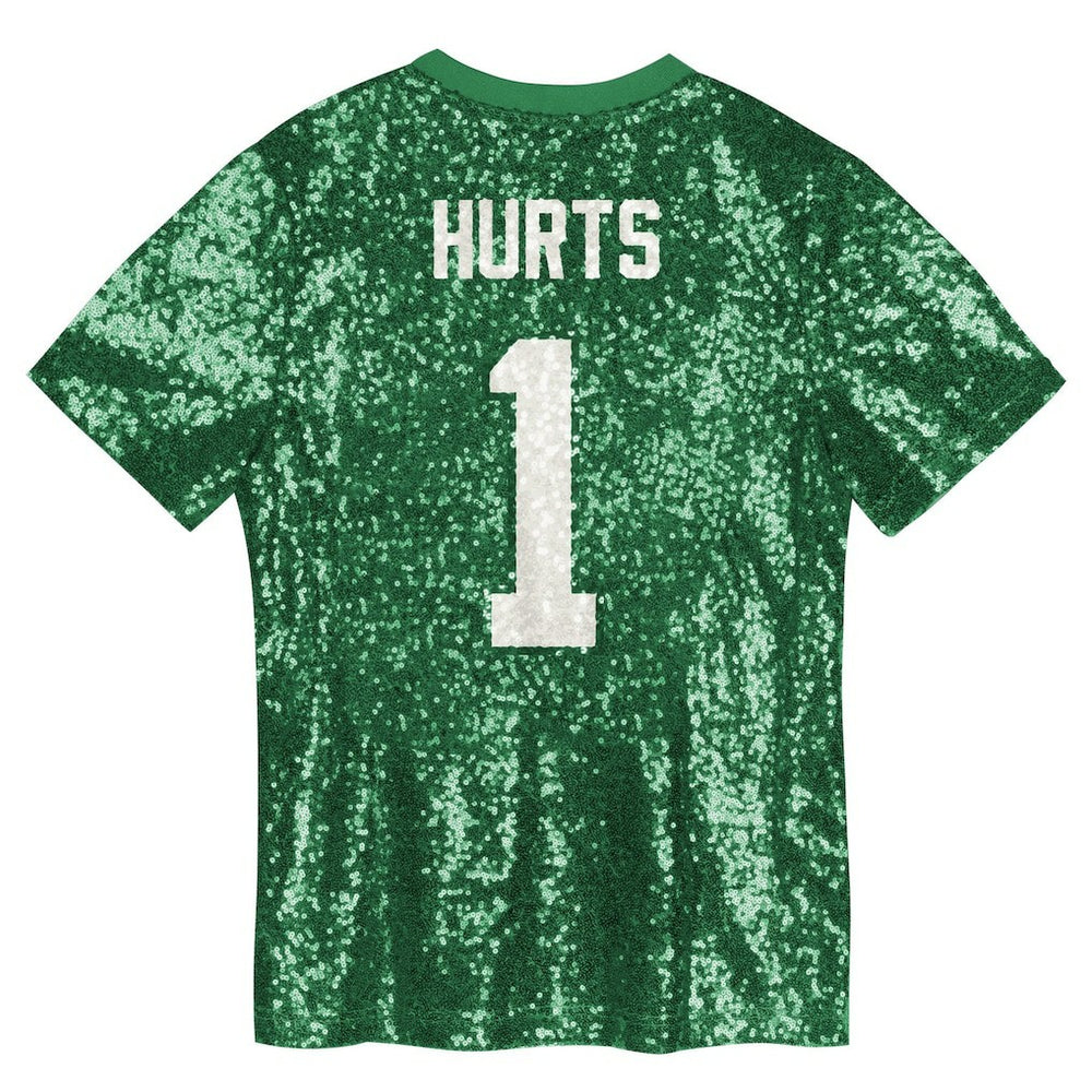 NFL Philadelphia Eagles Jalen Hurts  Girls Youth Sequin V-Neck Fashion Jersey