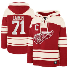 Dylan Larkin Detroit Red Wings '47 Captain Patch Player Name & Number Lacer Pullover Hoodie