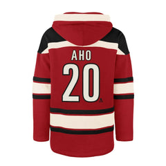Sebastian Aho Carolina Hurricanes '47 Player Name & Number Lacer Pullover Hoodie