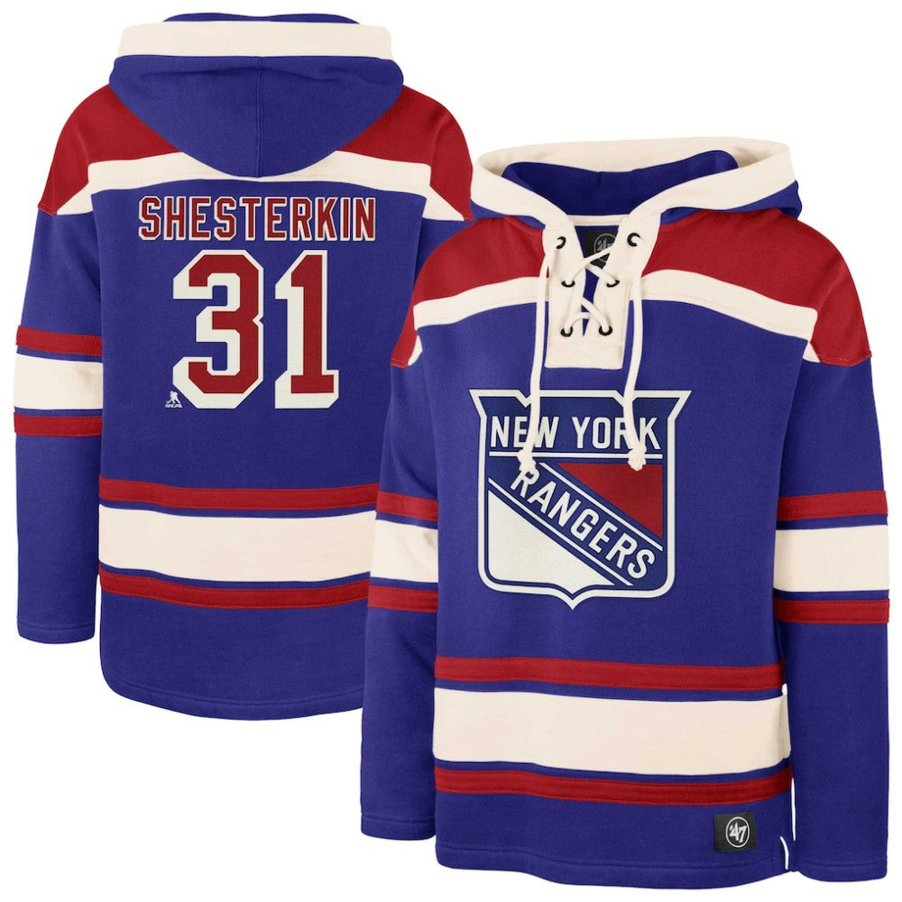 Igor Shesterkin New York Rangers '47 Player Name & Number Lacer Pullover Hoodie