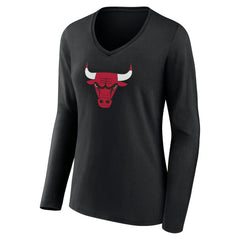 Chicago Bulls Women's Primary Logo Long Sleeve V-Neck T-Shirt sale - Black for sale