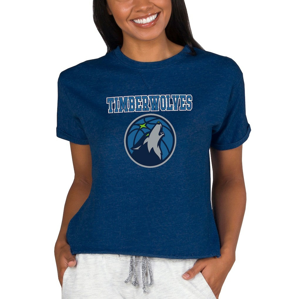 Minnesota Timberwolves Concepts Sport NBA Women's Concepts Mainstream Terry SS Top - Navy for sale