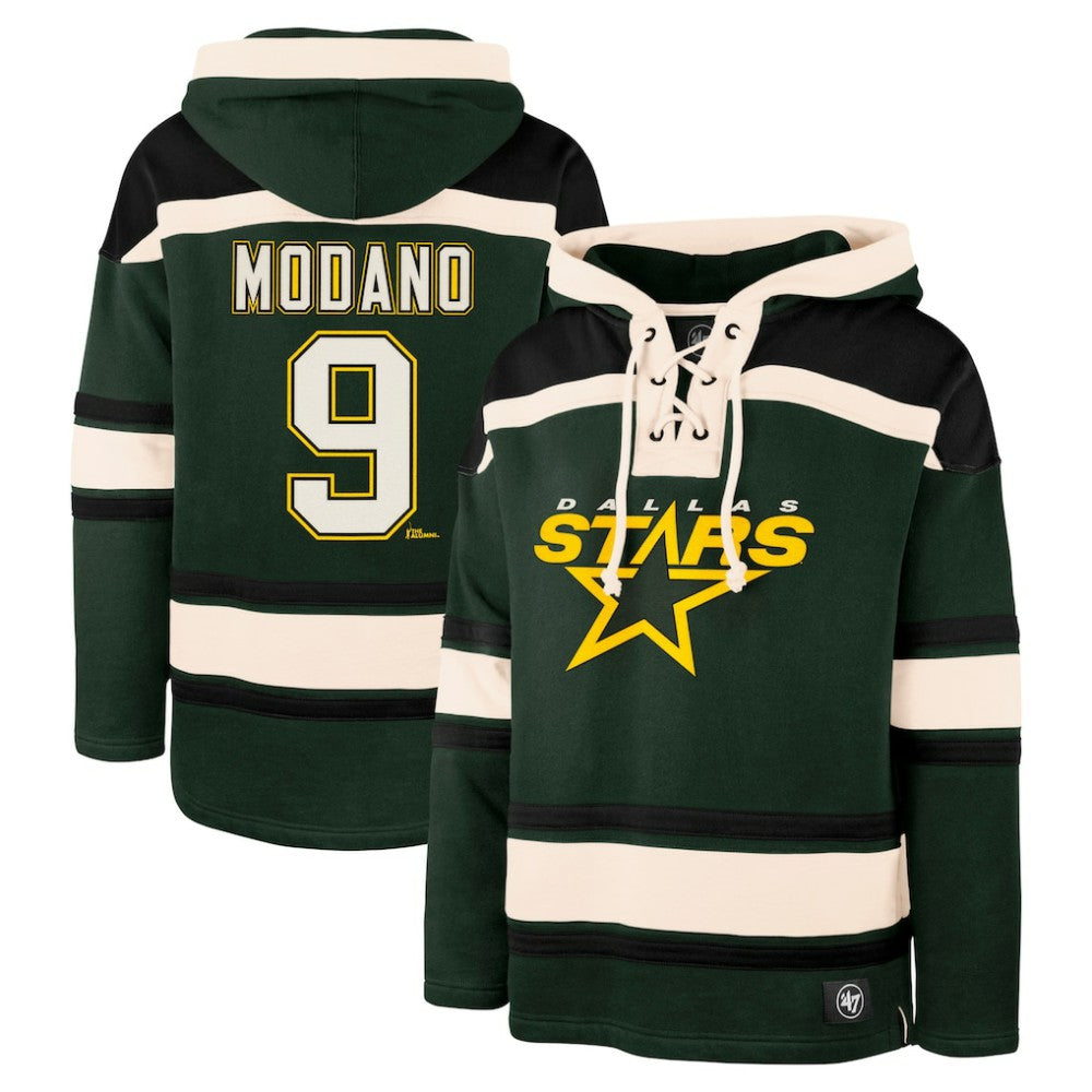 Mike Modano Dallas Stars '47 Retired Player Name & Number Lacer Pullover Hoodie