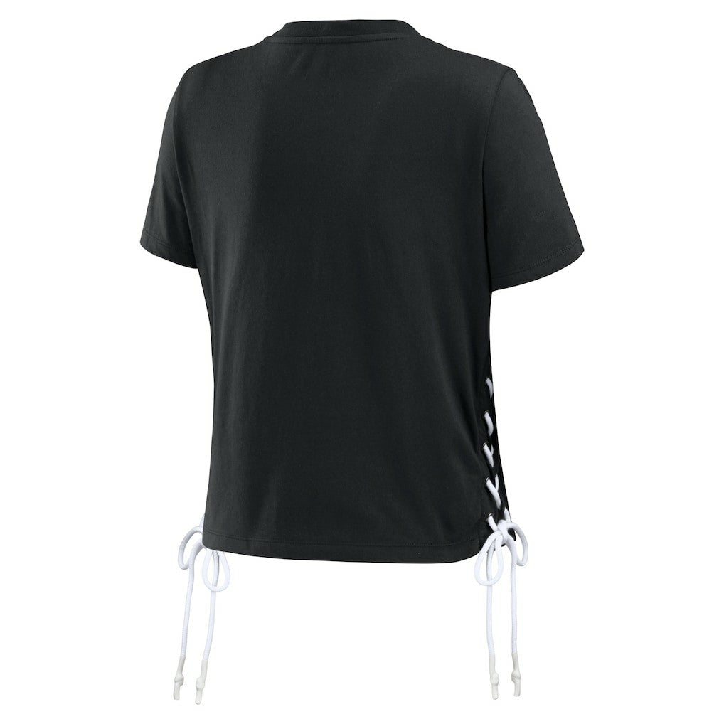 NFL New Orleans Saints WEAR by Erin Andrews Women's Lace Up Side Modest Cropped T-Shirt