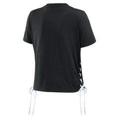 NFL Pittsburgh Steelers WEAR by Erin Andrews Women's Lace Up Side Modest Cropped T-Shirt