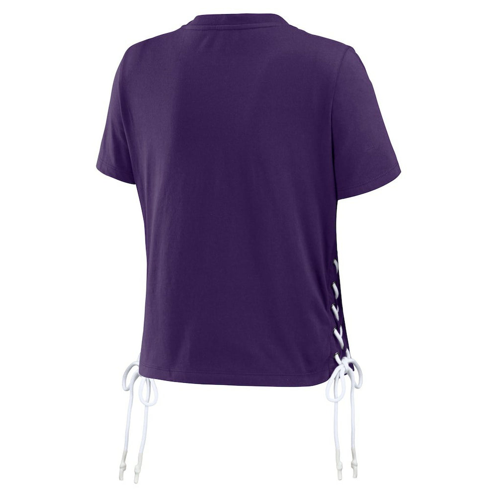 NFL Baltimore Ravens WEAR by Erin Andrews Women's Lace Up Side Modest Cropped T-Shirt