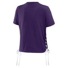 NFL Baltimore Ravens WEAR by Erin Andrews Women's Lace Up Side Modest Cropped T-Shirt