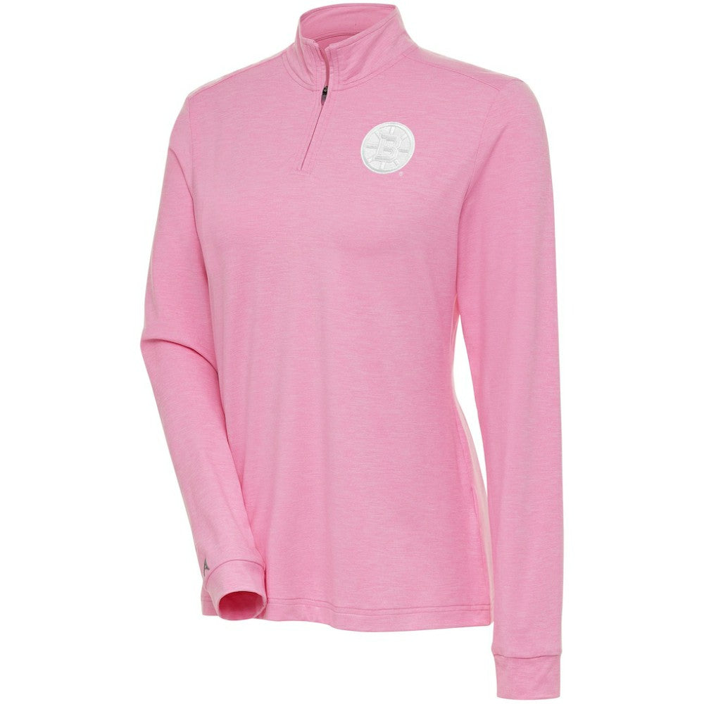 Boston Bruins Antigua Women's White Logo Mentor Quarter-Zip Jacket