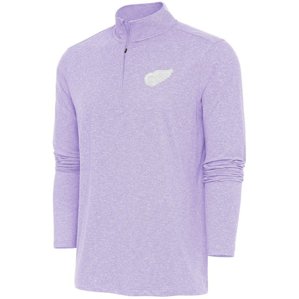 Detroit Red Wings Antigua White Logo Hunk Quarter-Zip Pullover