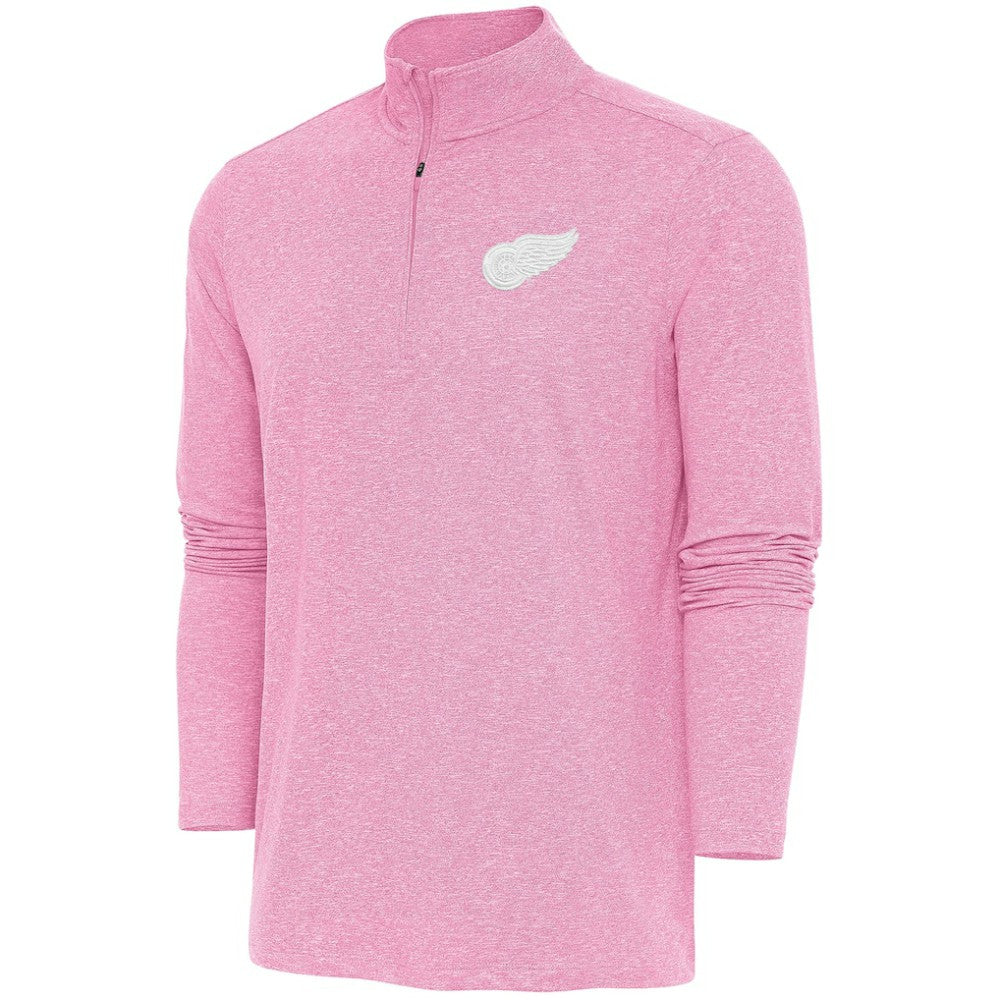 Detroit Red Wings Antigua White Logo Hunk Quarter-Zip Pullover