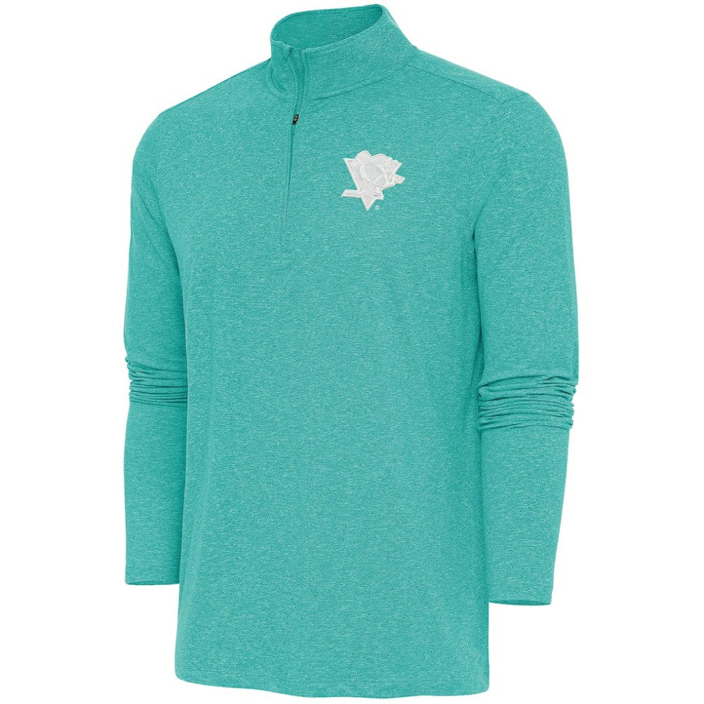 Pittsburgh Penguins Antigua White Logo Hunk Quarter-Zip Pullover