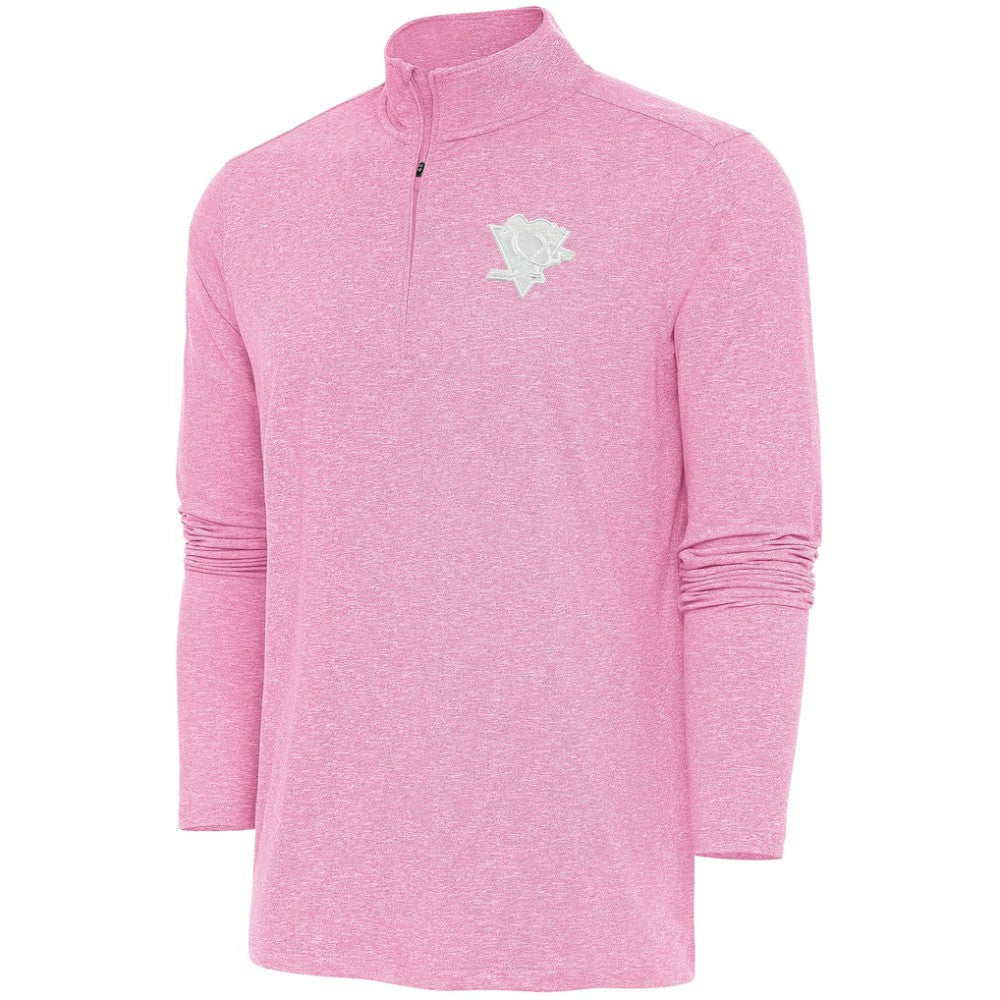 Pittsburgh Penguins Antigua White Logo Hunk Quarter-Zip Pullover