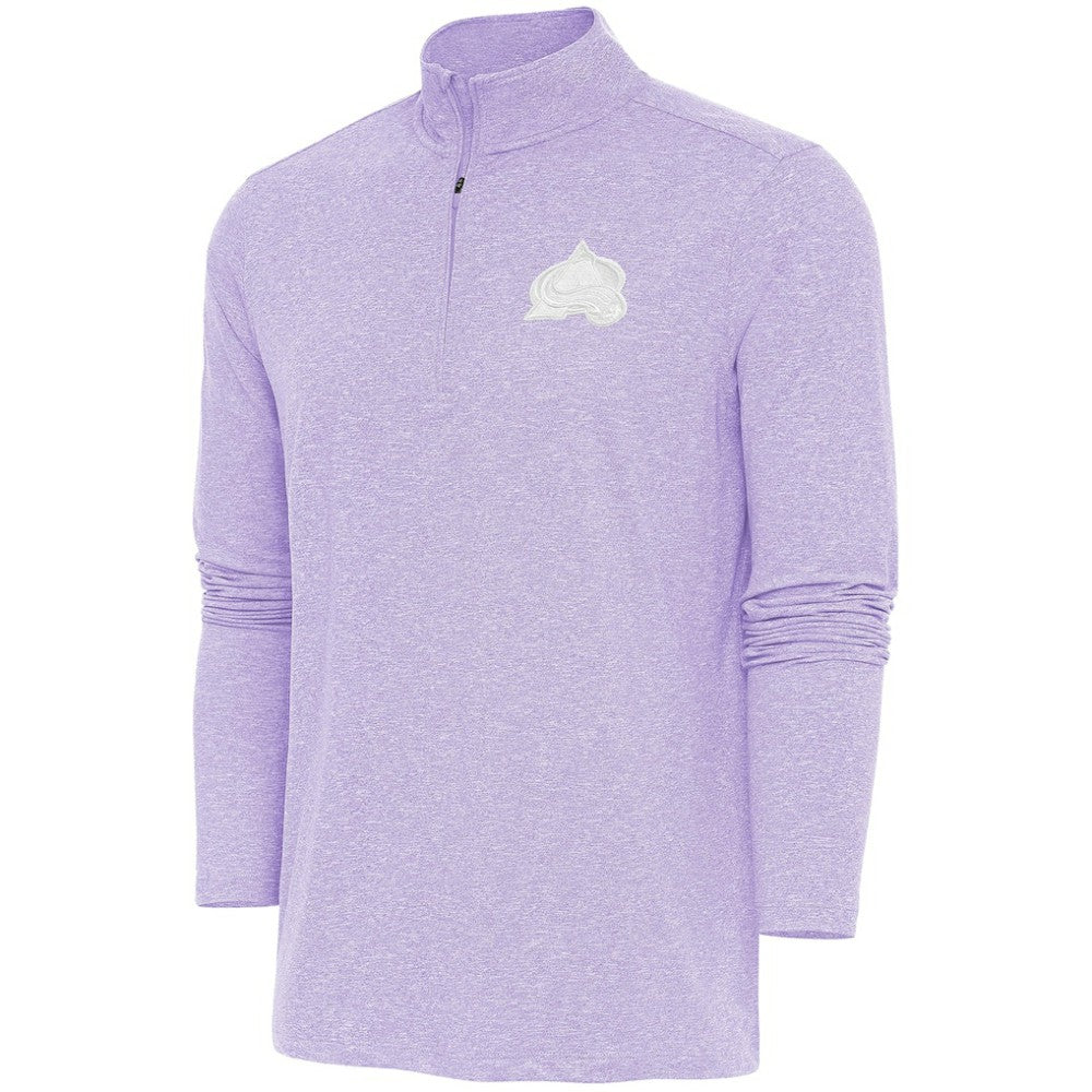 Colorado Avalanche Antigua White Logo Hunk Quarter-Zip Pullover