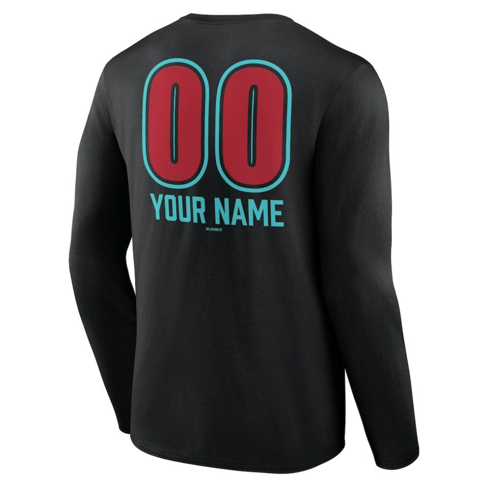 Arizona Diamondbacks Personalized Name & Number Fastball Long Sleeve T-Shirt - Black