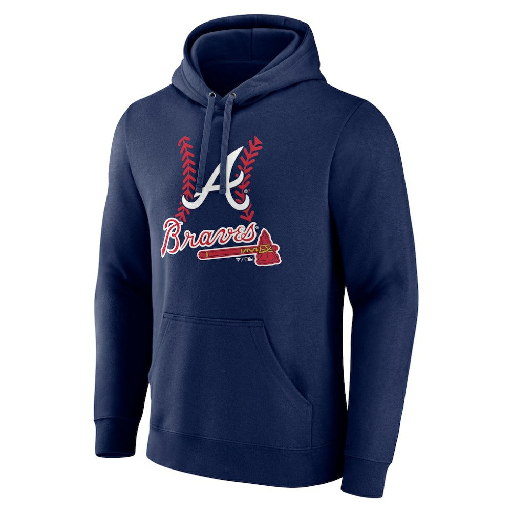 Atlanta Braves Personalized Name & Number Fastball Pullover Hoodie - Navy
