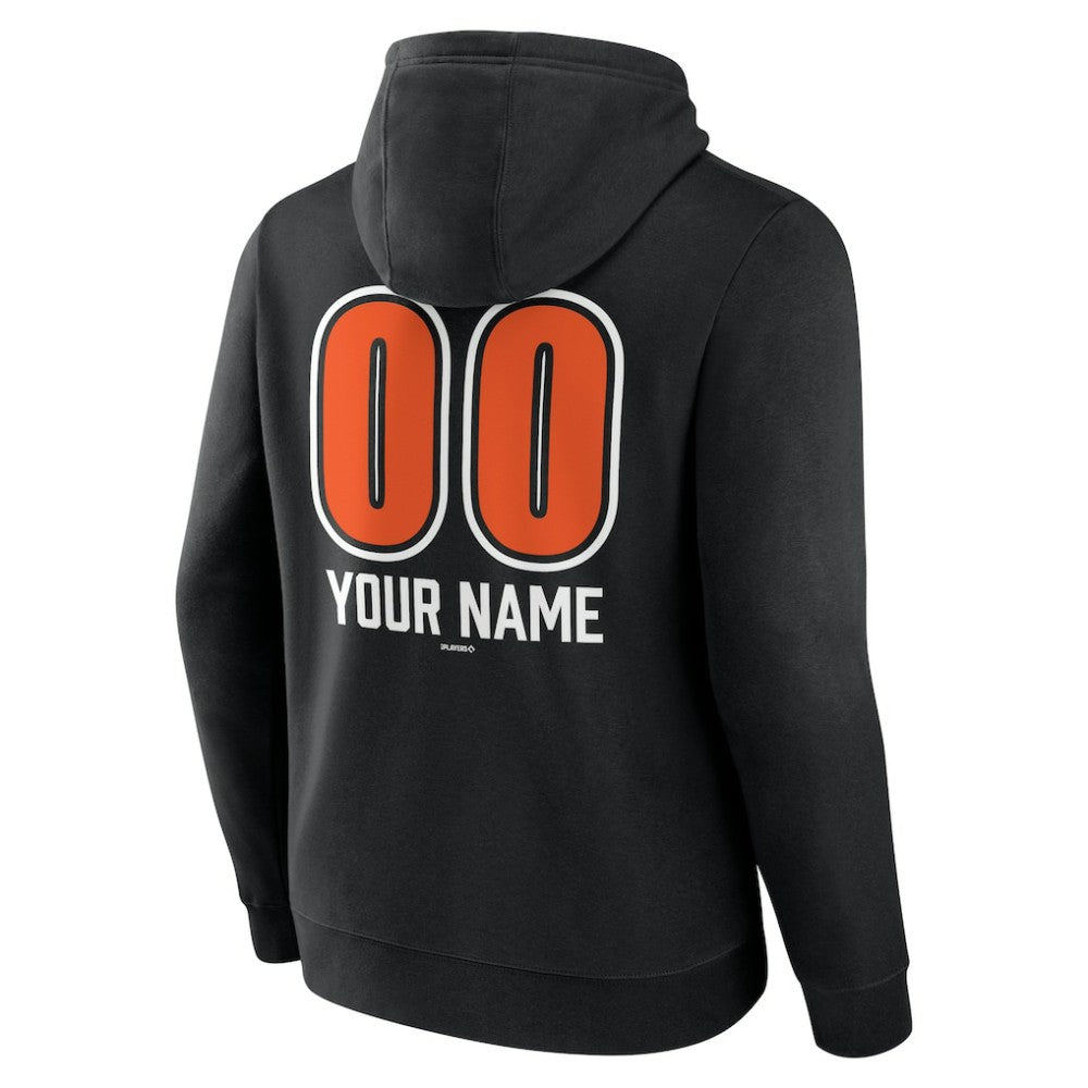 Baltimore Orioles Personalized Name & Number Fastball Pullover Hoodie - Black