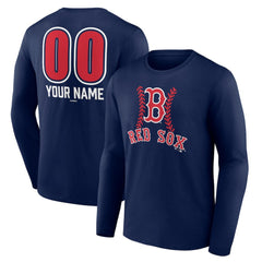 Boston Red Sox Personalized Name & Number Fastball Long Sleeve T-Shirt - Navy