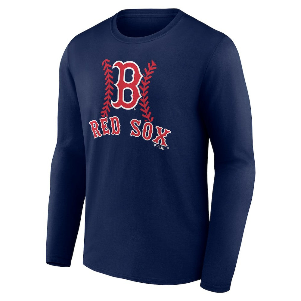 Boston Red Sox Personalized Name & Number Fastball Long Sleeve T-Shirt - Navy