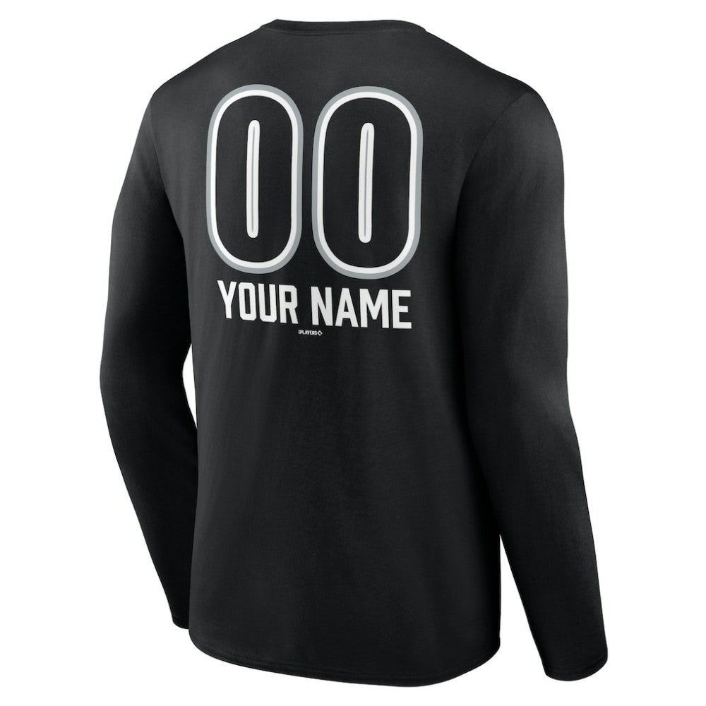 Chicago White Sox Personalized Name & Number Fastball Long Sleeve T-Shirt - Black