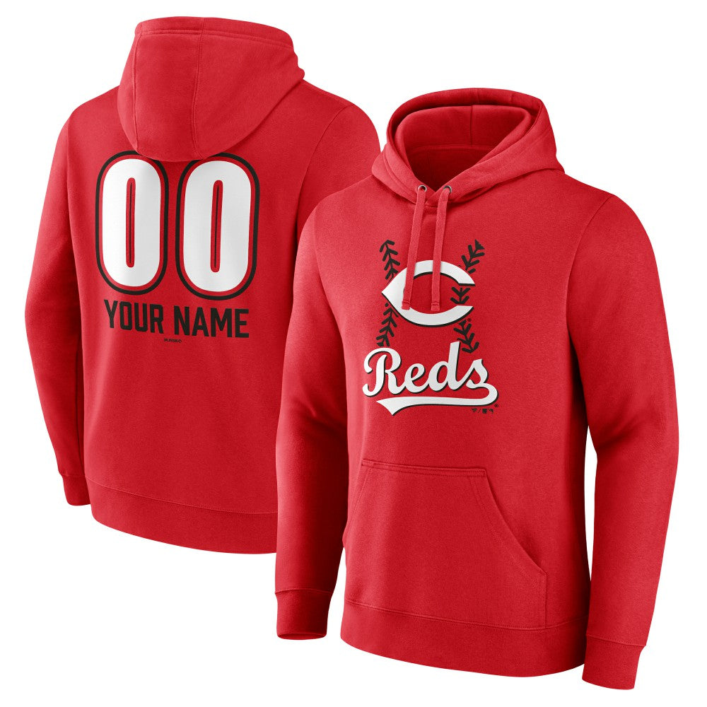 Cincinnati Reds Personalized Name & Number Fastball Pullover Hoodie - Red