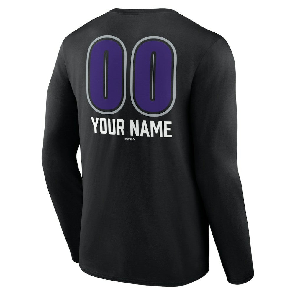 Colorado Rockies Personalized Name & Number Fastball Long Sleeve T-Shirt - Black