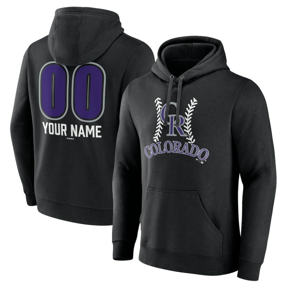 Colorado Rockies Personalized Name & Number Fastball Pullover Hoodie - Black