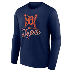Detroit Tigers Personalized Name & Number Fastball Long Sleeve T-Shirt - Navy