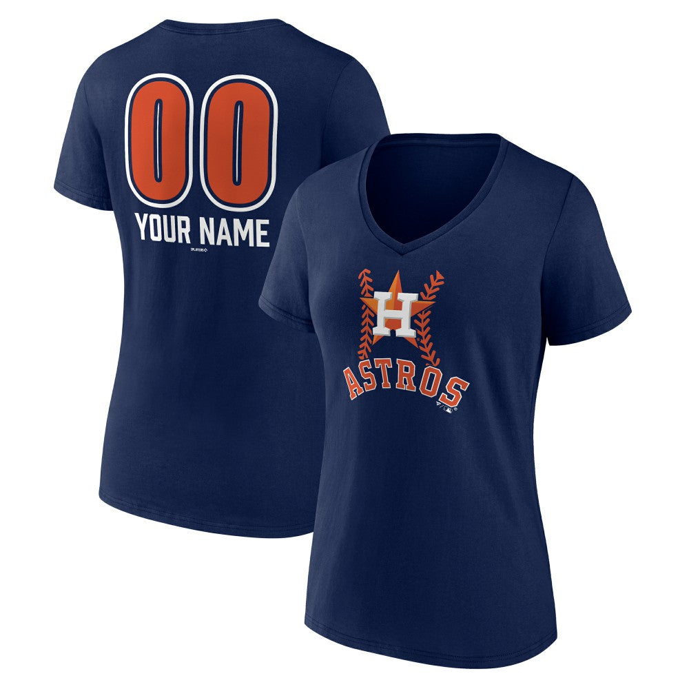 Houston Astros Women's Personalized Name & Number Fastball V-Neck T-Shirt - Navy