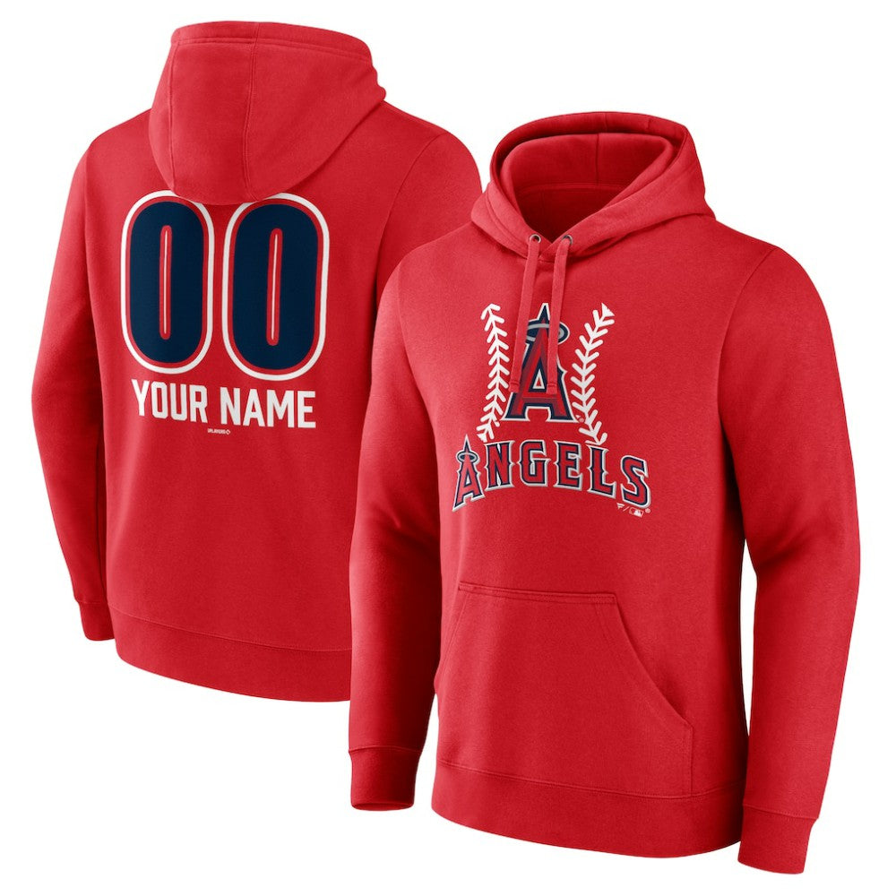 Los Angeles Angels Personalized Name & Number Fastball Pullover Hoodie - Red