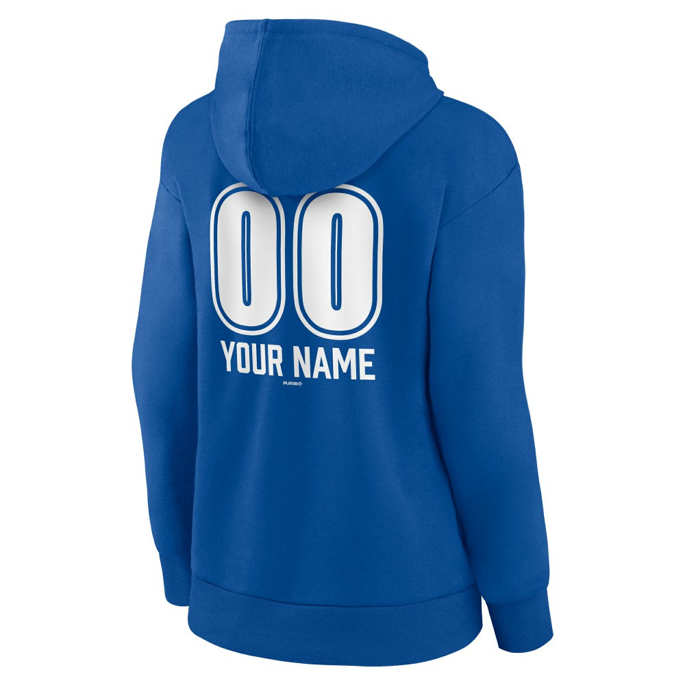 Los Angeles Dodgers Women's Personalized Name & Number Fastball Pullover Hoodie - Royal