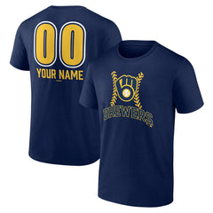 Milwaukee Brewers Personalized Name & Number Fastball T-Shirt - Navy