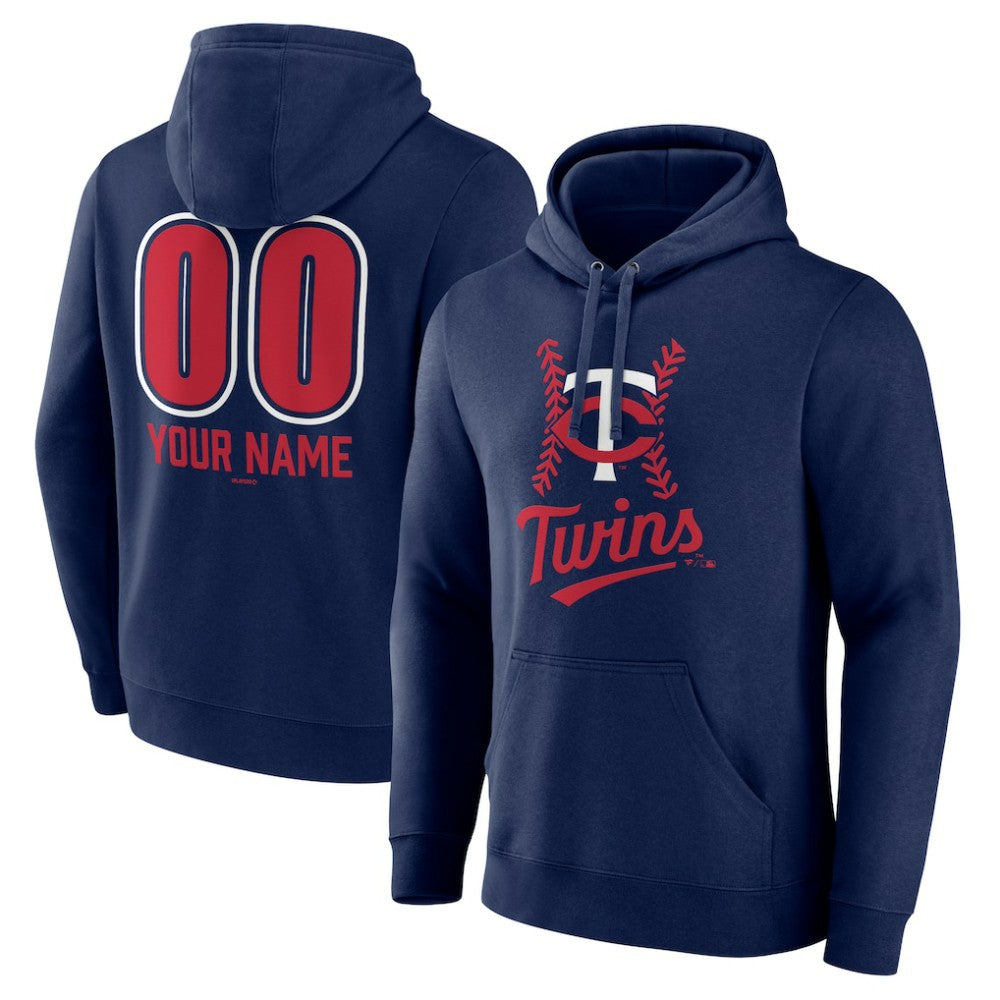 Minnesota Twins Personalized Name & Number Fastball Pullover Hoodie - Navy